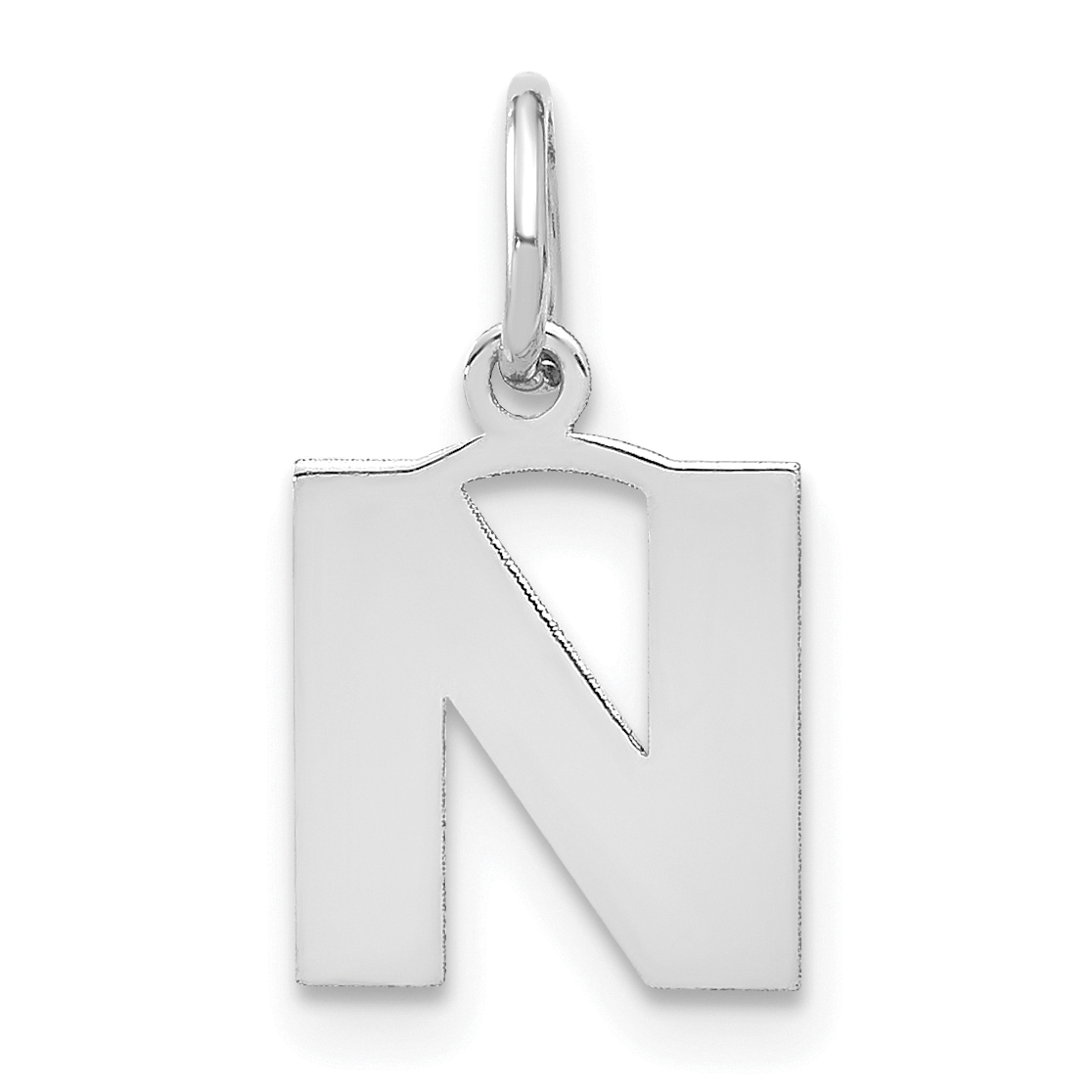 Sterling Silver Rhodium-Plated Letter N Initial Pendant